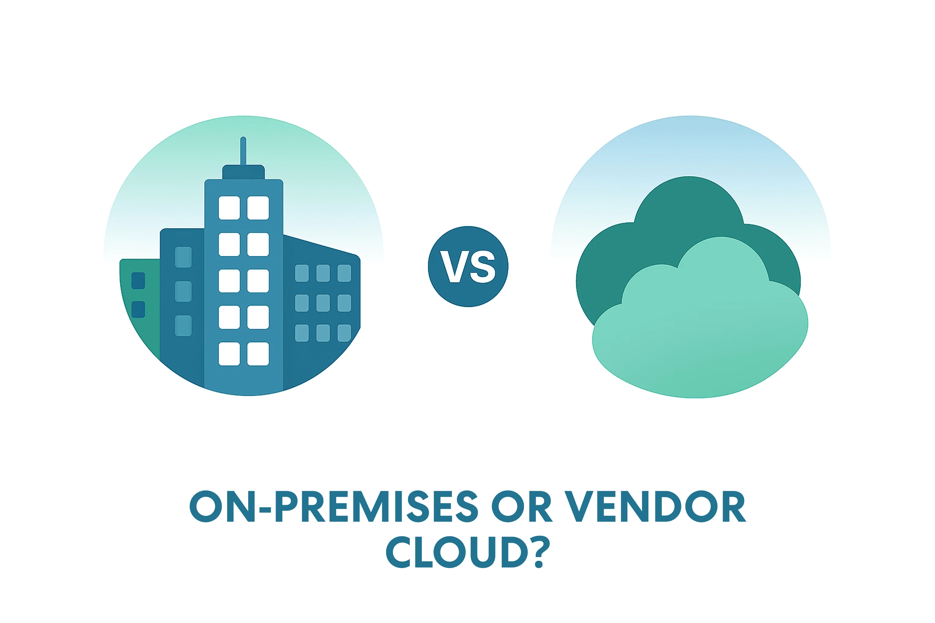 Illustration comparing an on-premises GRC platform with a vendor-hosted cloud deployment.